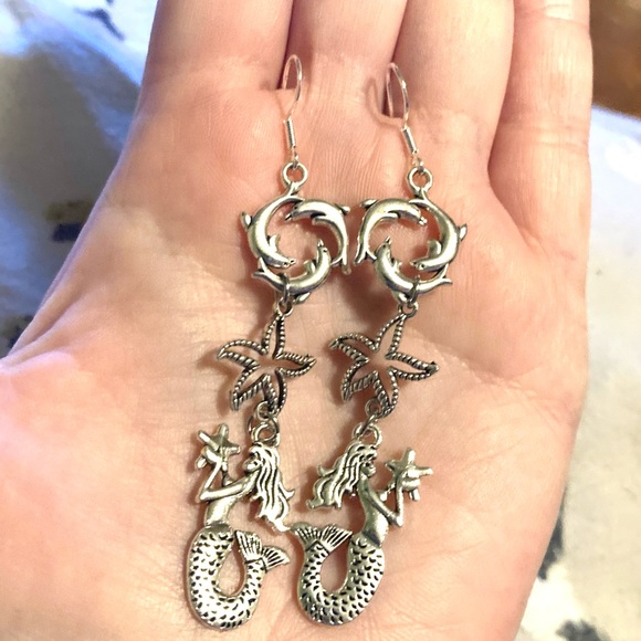 Handmade Ocean Life Earring Necklace and Brooch Combo Lot Mermaid Starfish - Picture 4 of 5